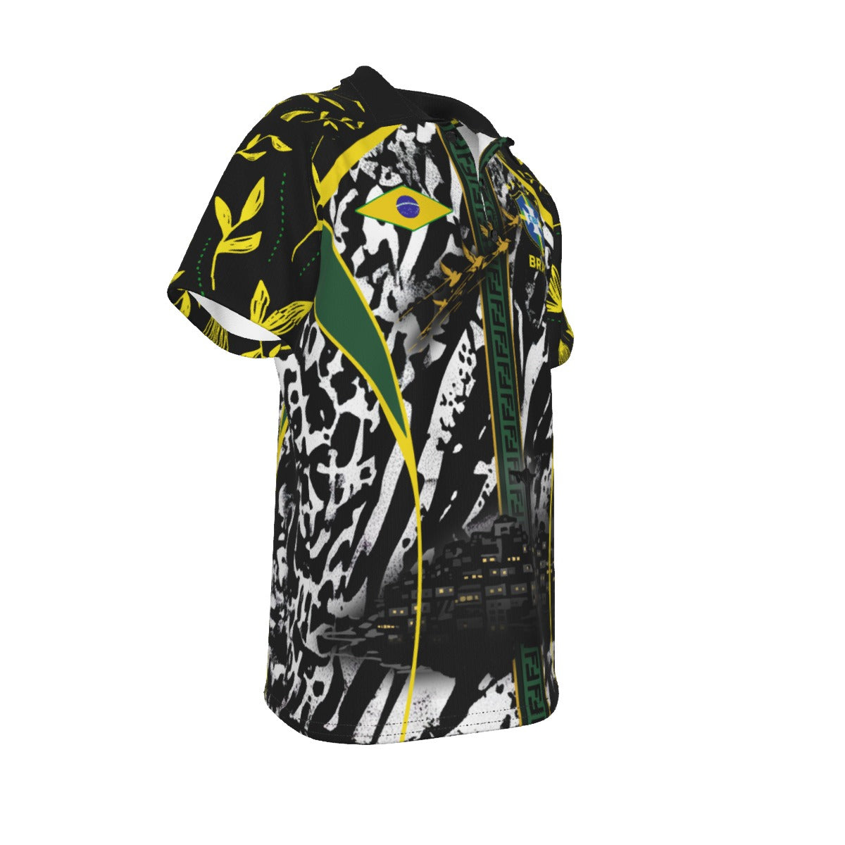 Polo Brasil negro moderno con detalles verde y amarillo | Camisa deportiva elegante estilo urbano