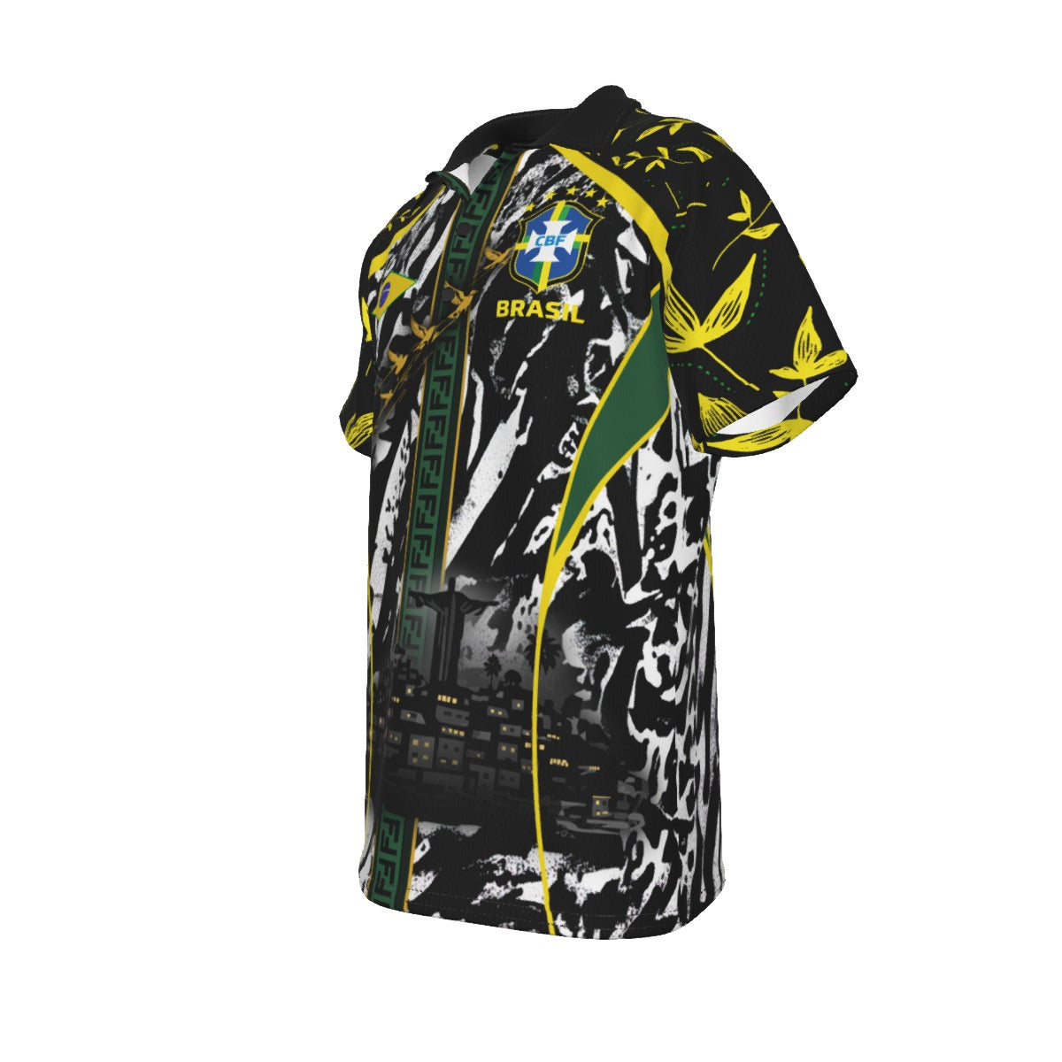 Polo Brasil negro moderno con detalles verde y amarillo | Camisa deportiva elegante estilo urbano