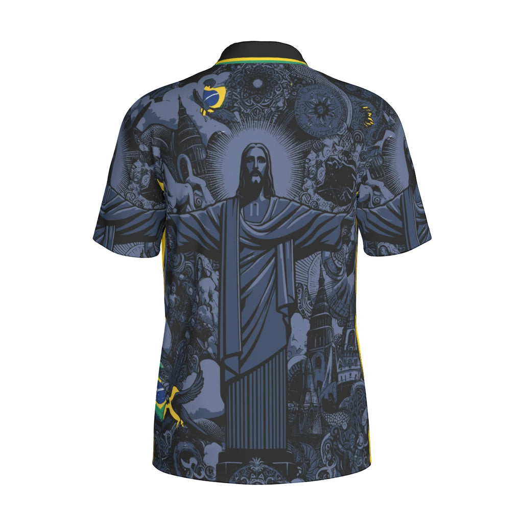 Camiseta Tipo Polo Brasil Streetwear – Cristo Redentor Urbano (Hombre)