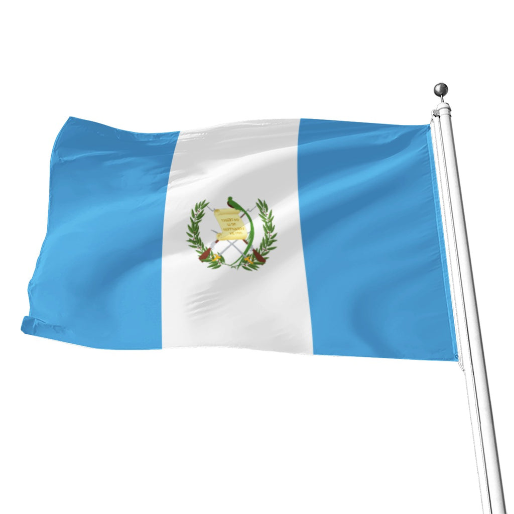 Bandera Guatemala Clásica Azul y Blanco Escudo Nacional