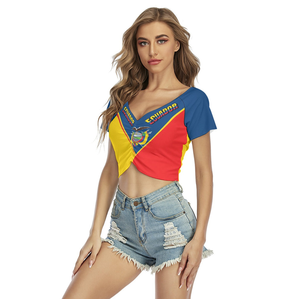 Top Cropped Sexy Ecuador para Mujer con Escote en V