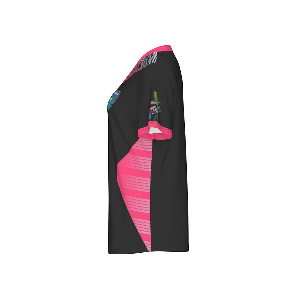Camisa Guatemala Ave Nacional Negra Detalles Rosa Mujer