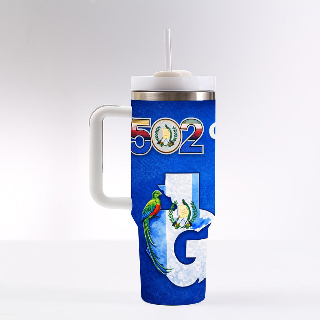 Tumbler Guatemala 40 OZ Acero Inoxidable Asa y Popote – Tumbler Patriótico Premium