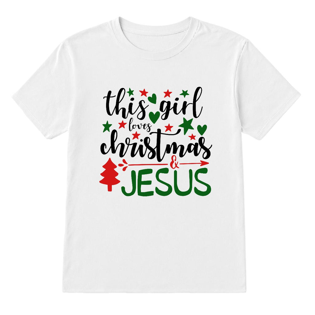Christian T-Shirt This Girl Loves Christmas & Jesus