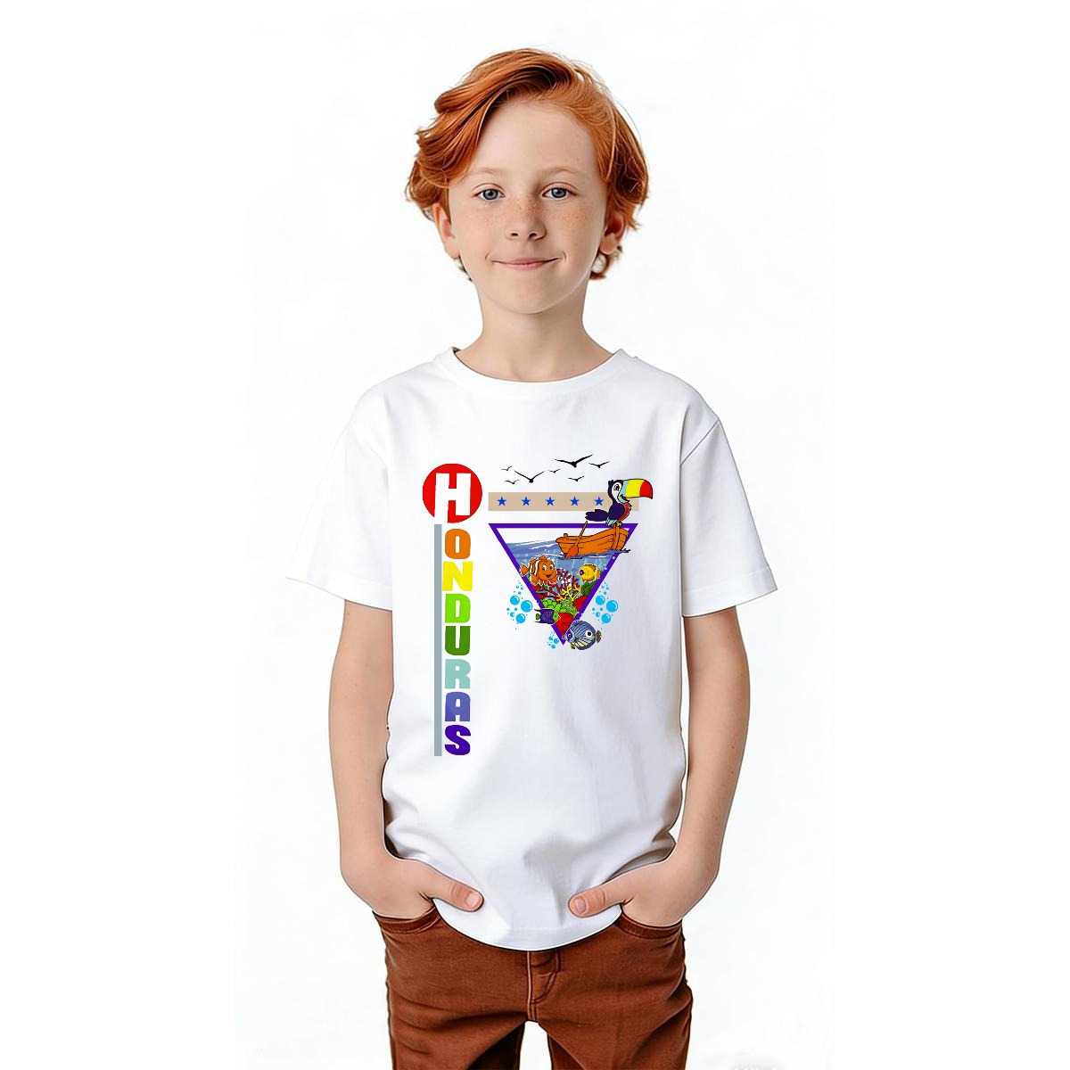 Camiseta Infantil Honduras Diseño Tropical – Playera Kids Orgullo Hondureño Gildan 5000B
