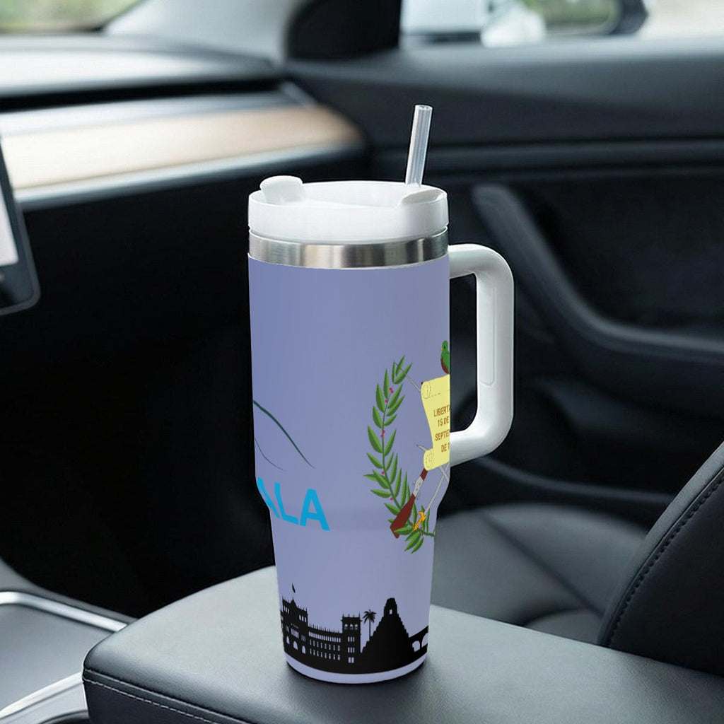Tumbler Guatemala 40oz – Vaso Térmico de Acero Inoxidable con Asa, Tapa y Popote