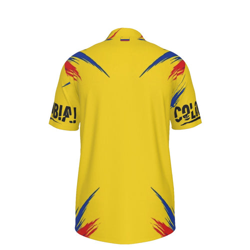 Camisa Tipo Polo de Colombia Deportiva Premium con Diseño de Pinceladas Tricolor