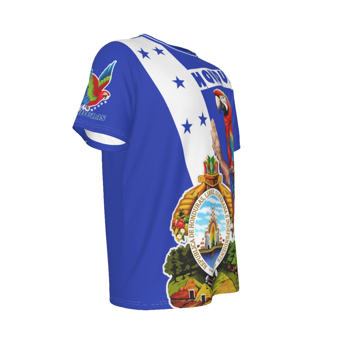 Camiseta Honduras Escudo Nacional y Guacamaya Azul Unisex