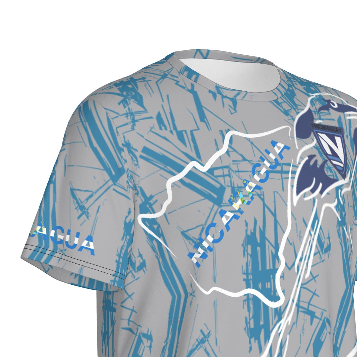 Camiseta Nicaragua Streetwear Simbolos Nacionales  – Espíritu Azul Hombre
