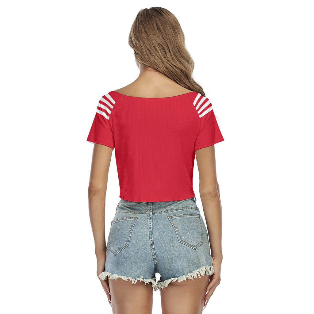 Top Cropped Sexy USA para Mujer con Escote en