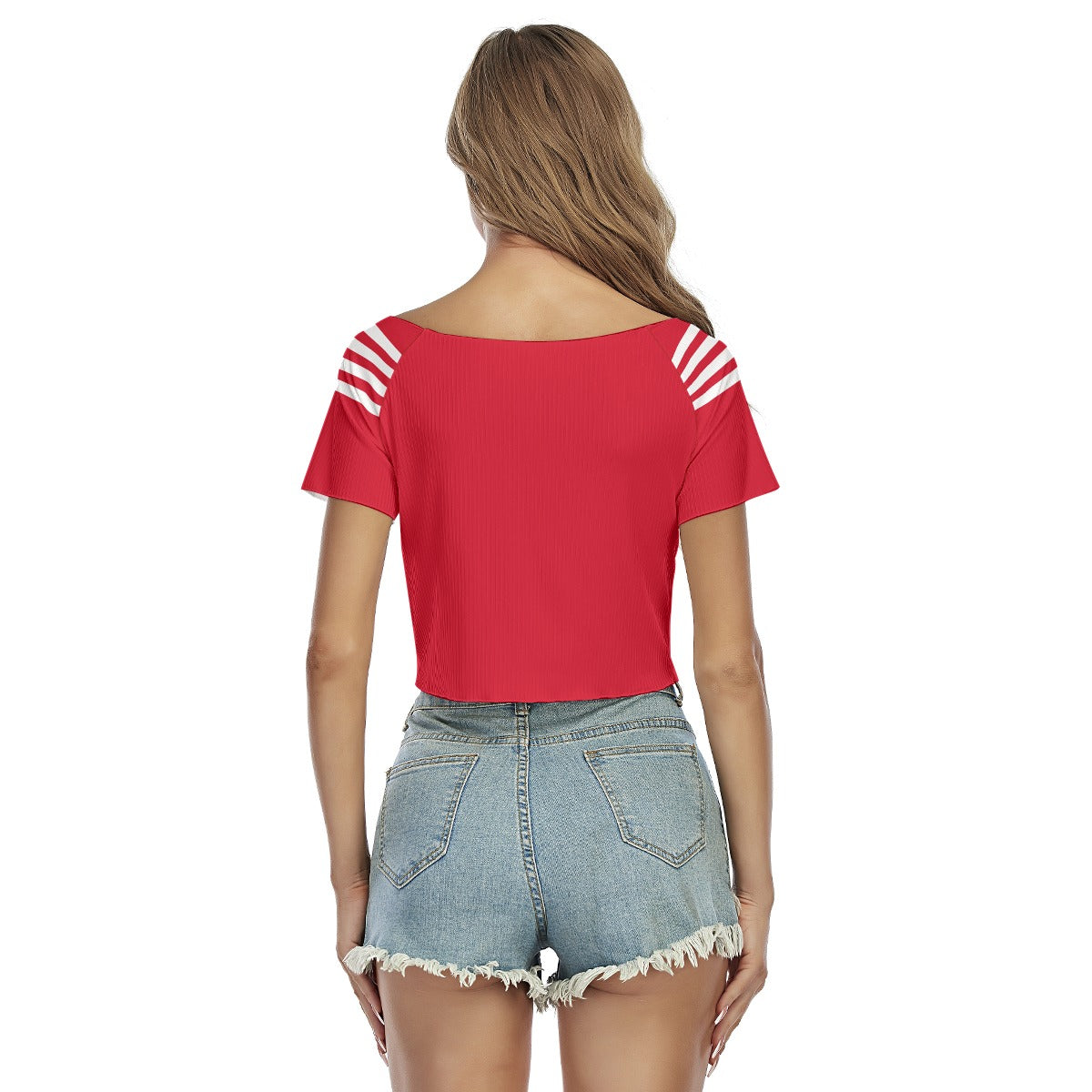 Top Cropped Sexy USA para Mujer con Escote en