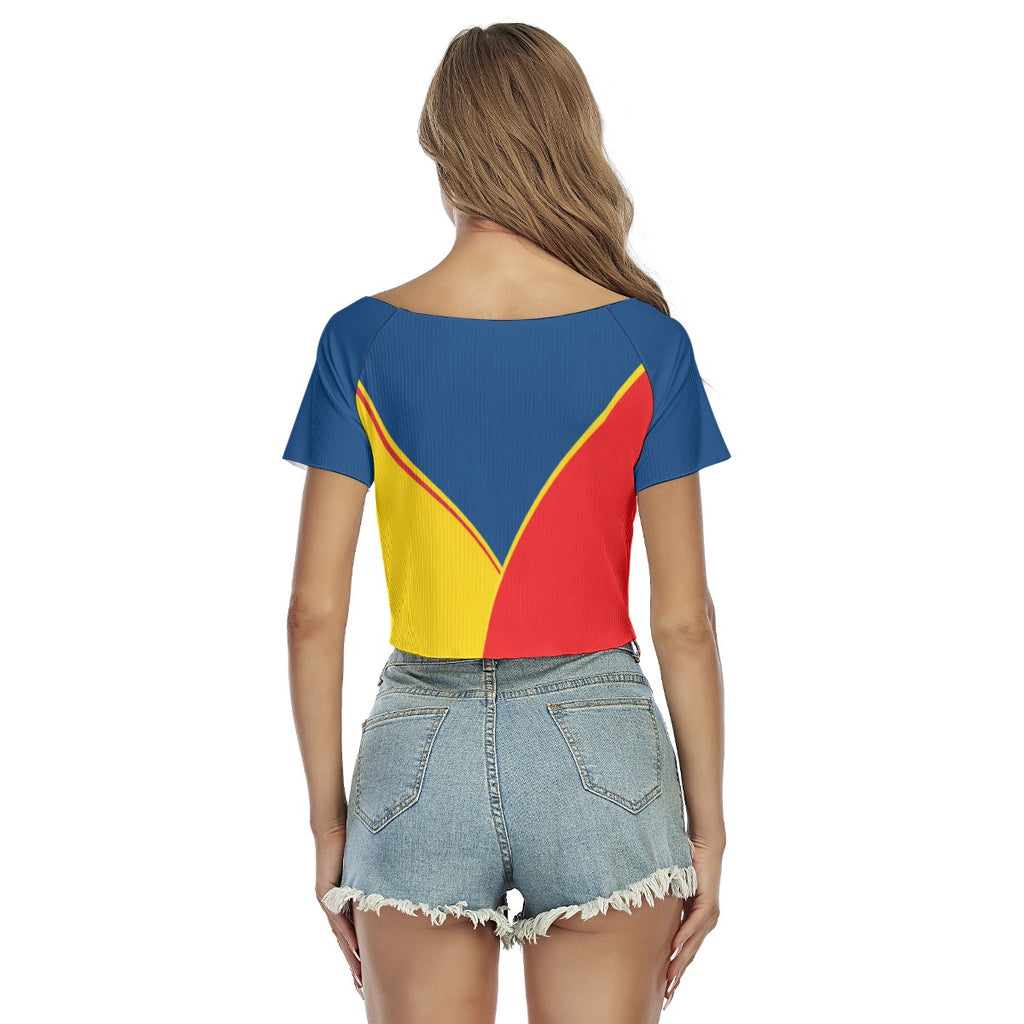 Top Cropped Sexy Ecuador para Mujer con Escote en V