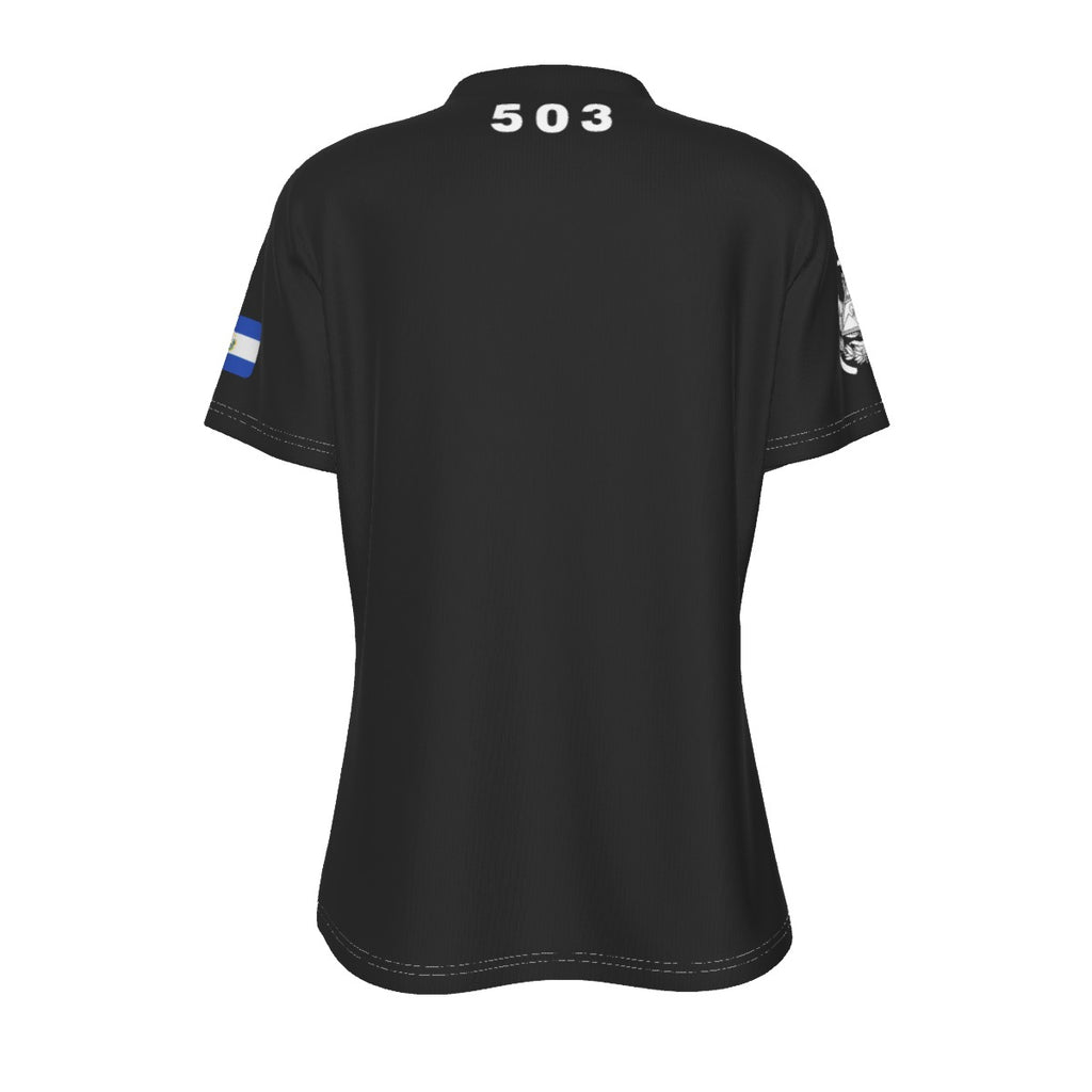 Camiseta Deportiva Mujer El Salvador – V-Neck Estilo Deportivo Premium