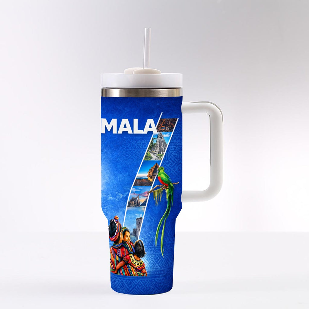 Tumbler Guatemala 40 OZ Acero Inoxidable Asa y Popote – Tumbler Patriótico Premium
