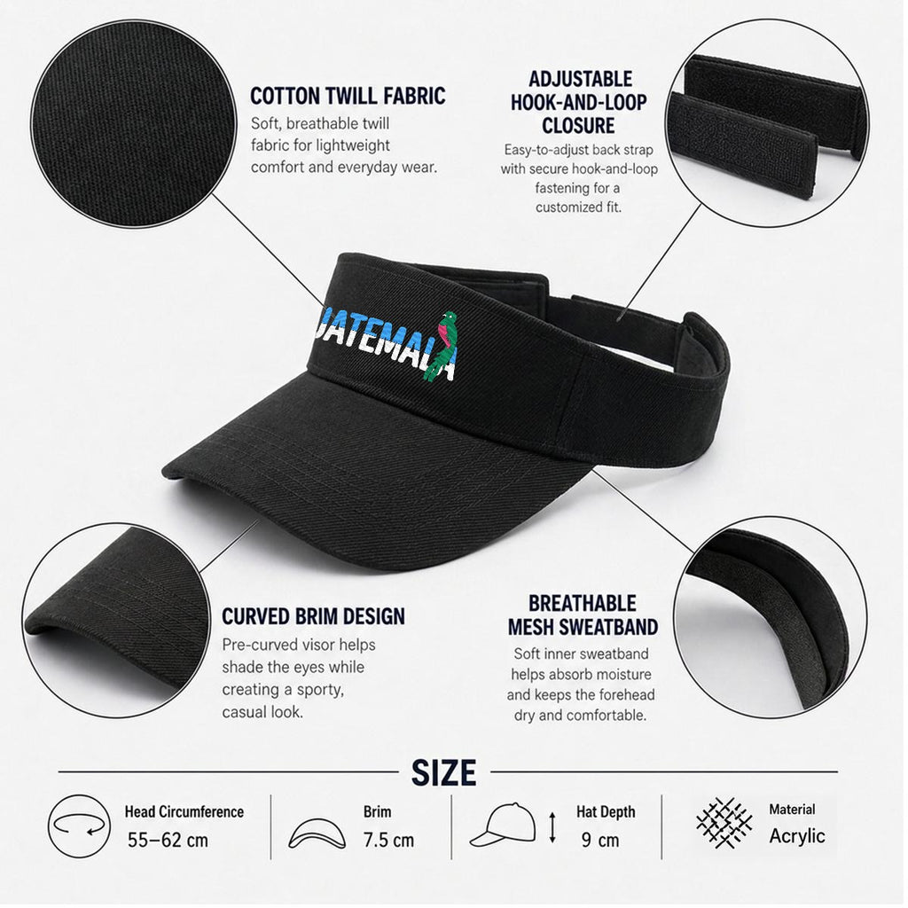 Visera Deportiva de Guatemala Bordada Premium Estilo Ajustable para Sol