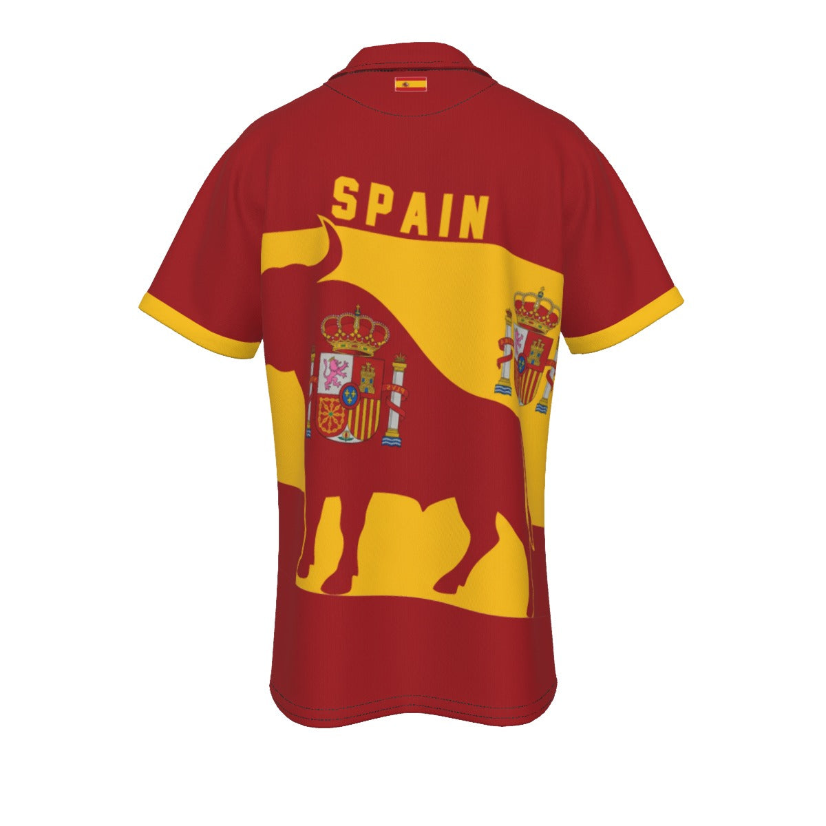 Camisa Tipo Polo de España con Diseño de Toro y Escudo Real Premium