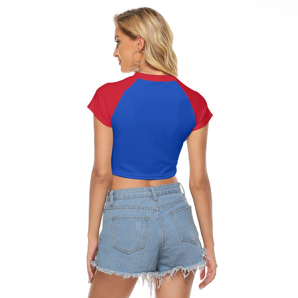 Crop Top CHILE Corazón y Bandera – Camiseta Raglán Regular Mujer
