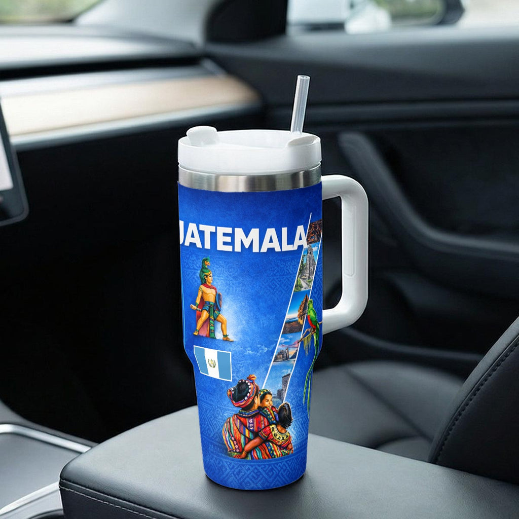 Tumbler Guatemala 40 OZ Acero Inoxidable Asa y Popote – Tumbler Patriótico Premium