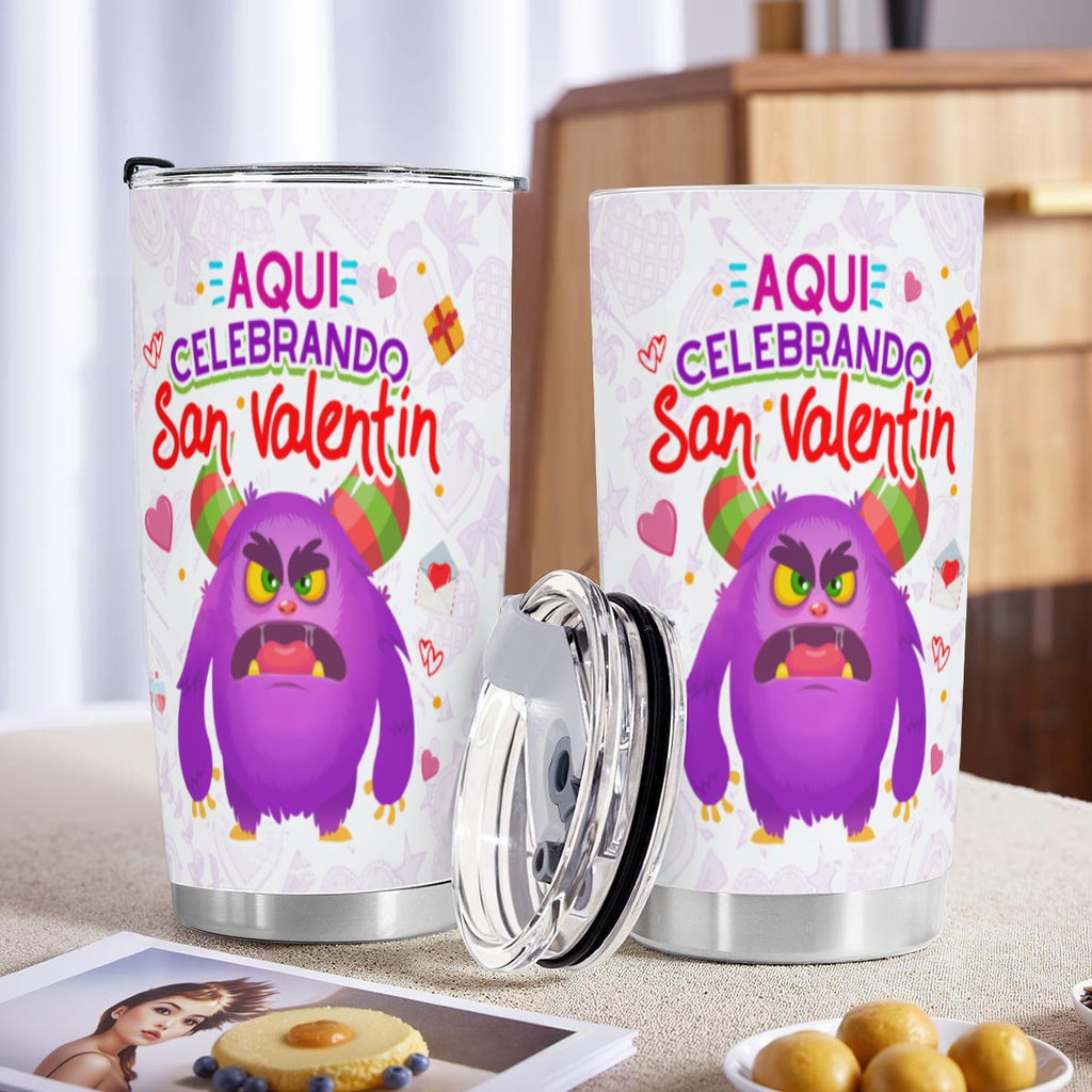 Mug et gobelet de la Saint-Valentin « Ici, on fête la Saint-Valentin » – Édition amusante