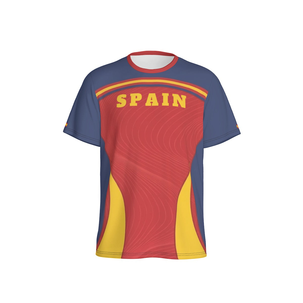 Camiseta Deportiva de España con Diseño de Líneas Onduladas y Ajuste Premium