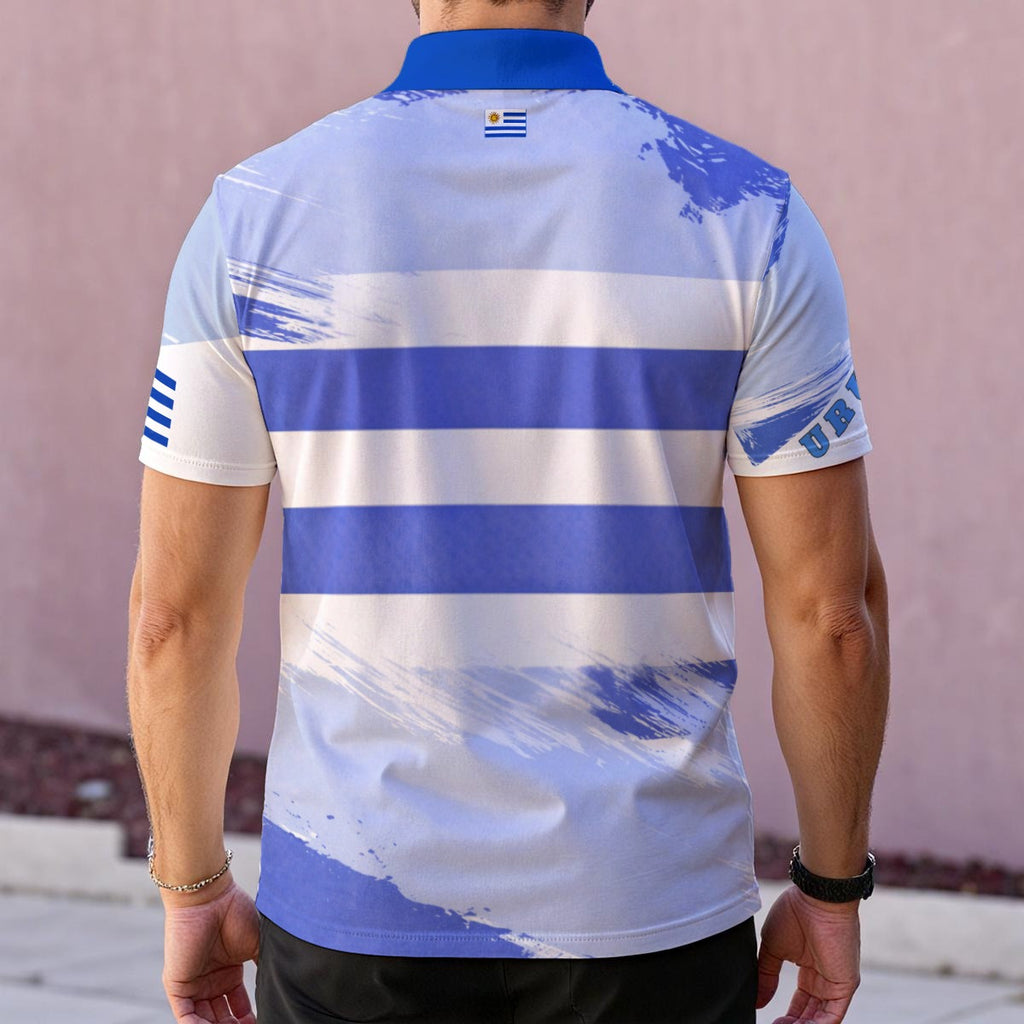 Polo Uruguay Bandera y Sol de Mayo – Camisa Polo Deportiva Hombre Estilo Patriótico