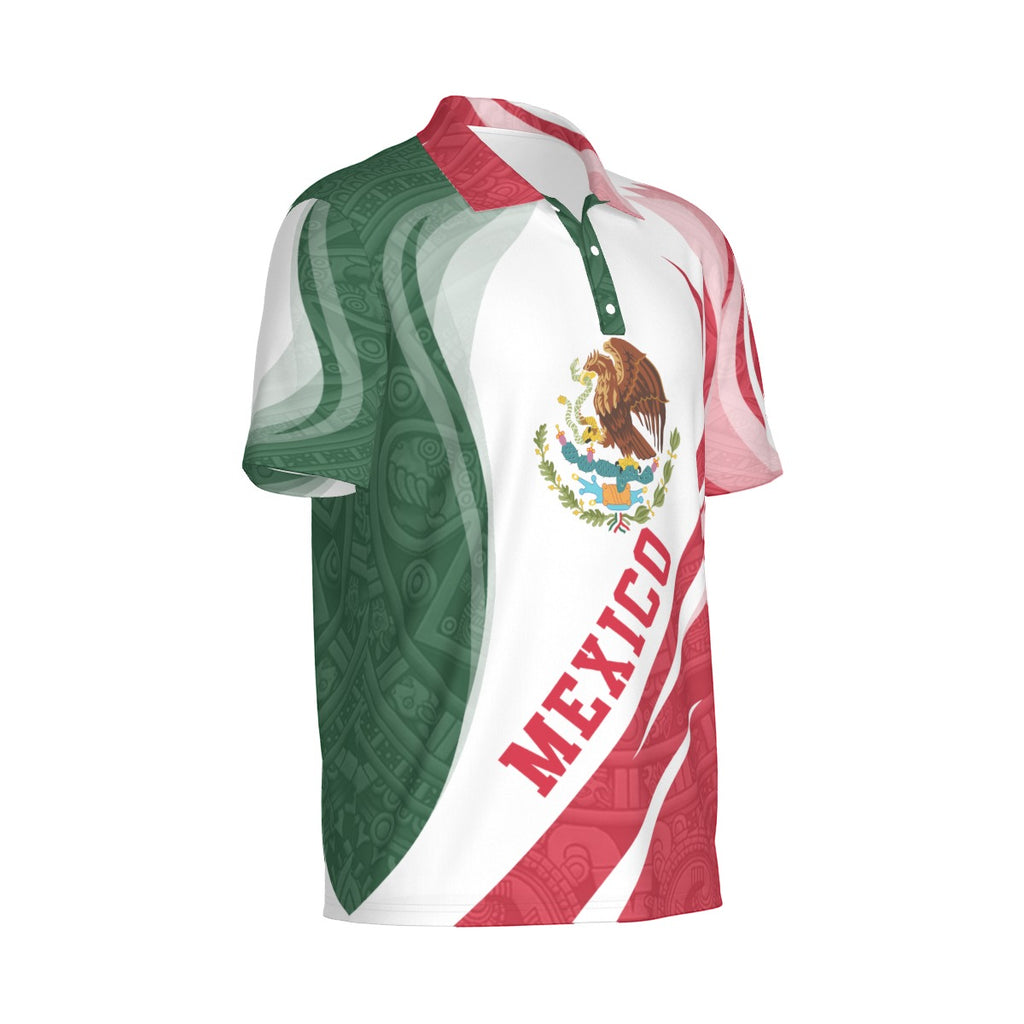 Camisa Polo México Escudo Nacional Tricolor Elegante Hombre