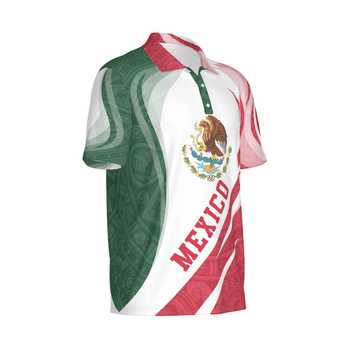 Camisa Polo México Escudo Nacional Tricolor Elegante Hombre
