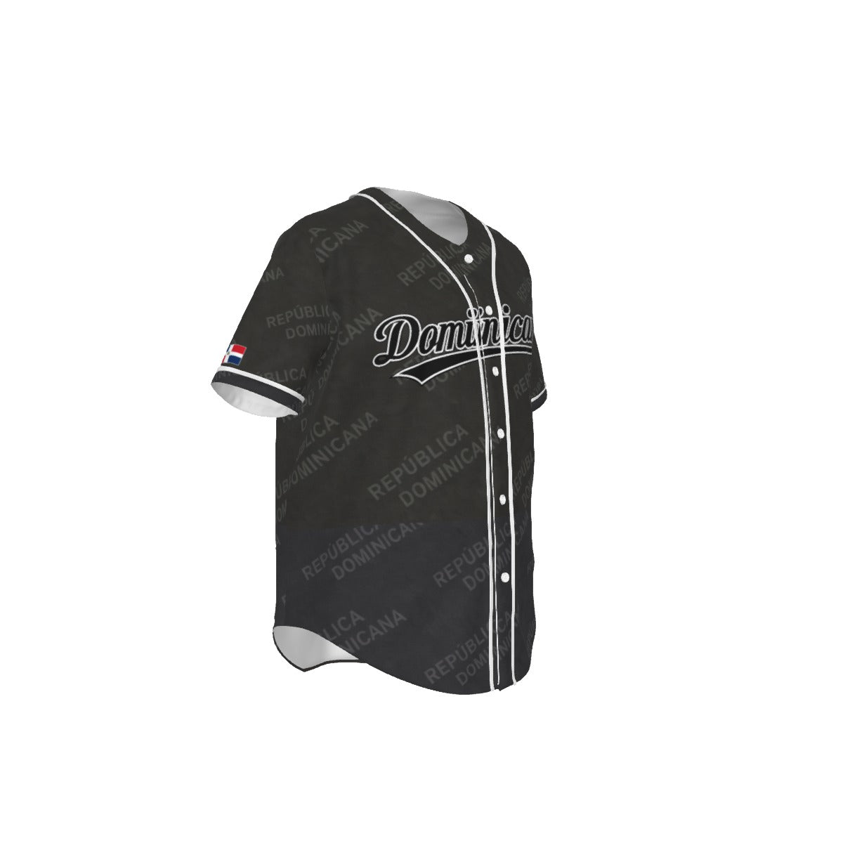Título  Jersey de béisbol Dominicano Gris Mate con escudo República Dominicana estilo deportivo