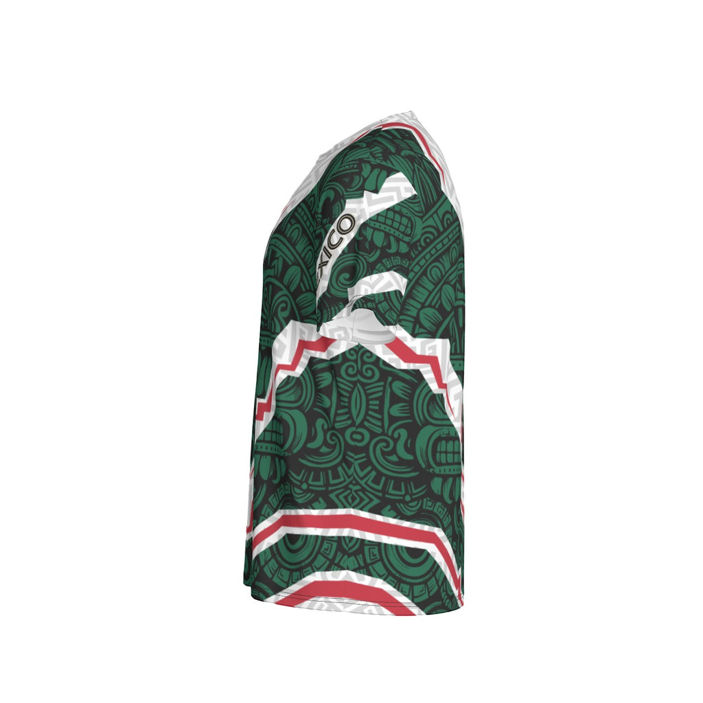 Camiseta México diseño azteca moderno | Playera deportiva cuello redondo verde blanco