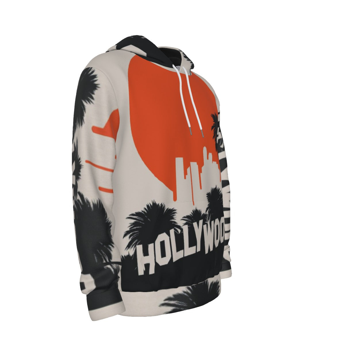 Sudadera Hollywood con palmeras, sol retro y skyline estilo California