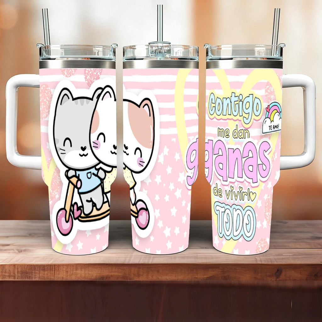 Tumbler -TazaContigo Me Dan Ganas de Vivirlo Todo – Colección San Valentin