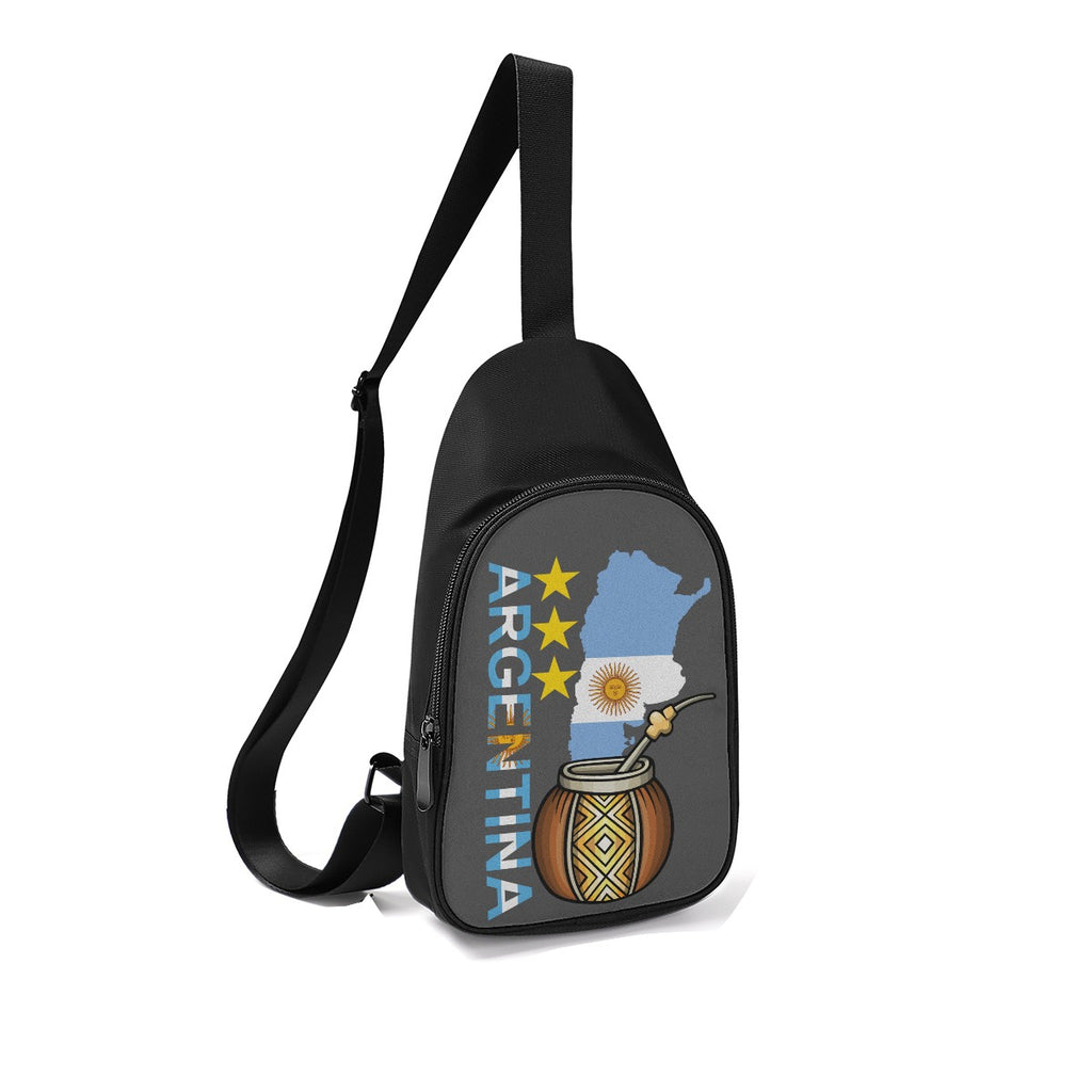 Bolso de Pecho de Argentina Cruzado Premium Estilo Urbano con Tres Estrellas y Mate