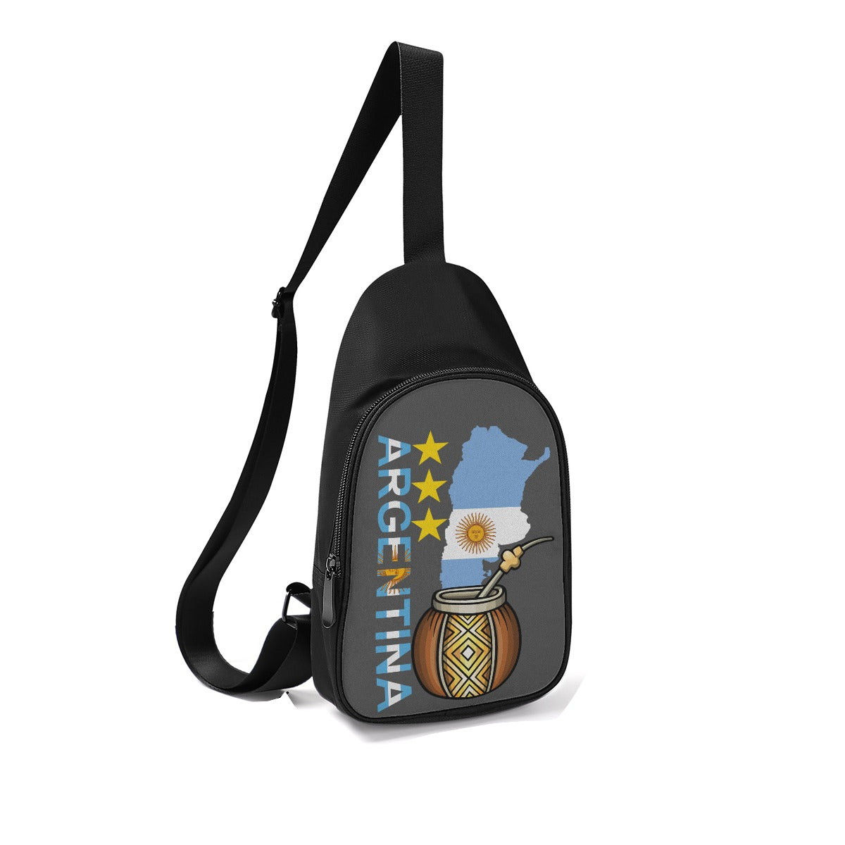 Bolso de Pecho de Argentina Cruzado Premium Estilo Urbano con Tres Estrellas y Mate