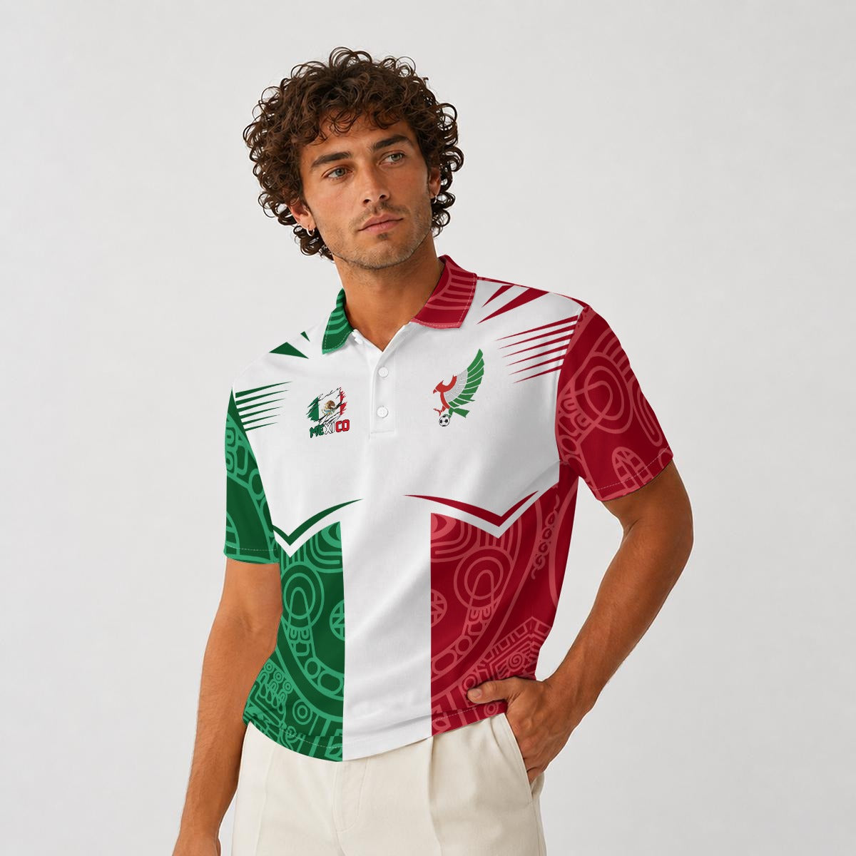 Polo de México Patrones Aztecas y Escudo Águila