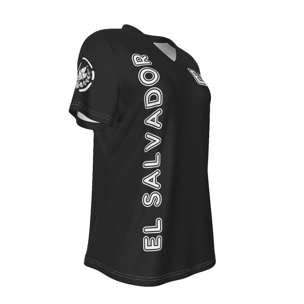 Camiseta Deportiva Mujer El Salvador – V-Neck Estilo Deportivo Premium