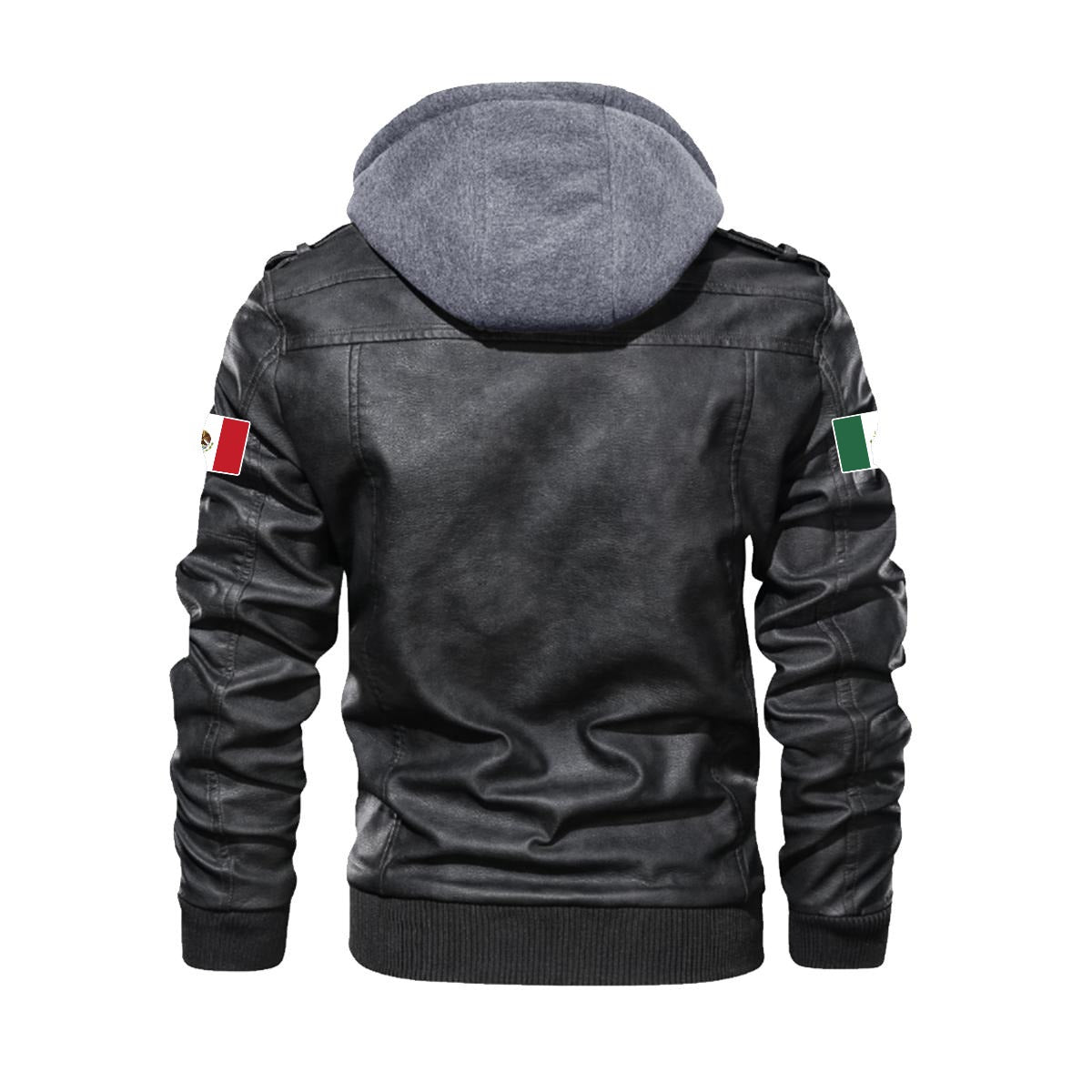 Chaqueta Tipo Cuero México Hombre con Capucha Removible