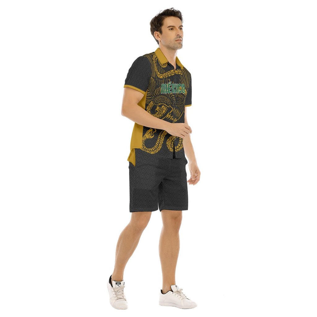 Conjunto Hawaiano Mexico Dragon Imperial Negro Hombre Set