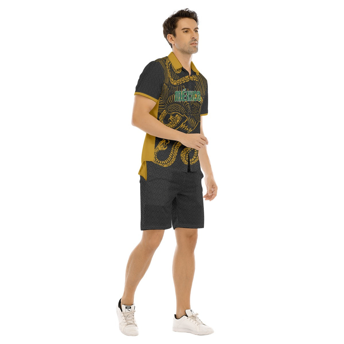 Conjunto Hawaiano Mexico Dragon Imperial Negro Hombre Set