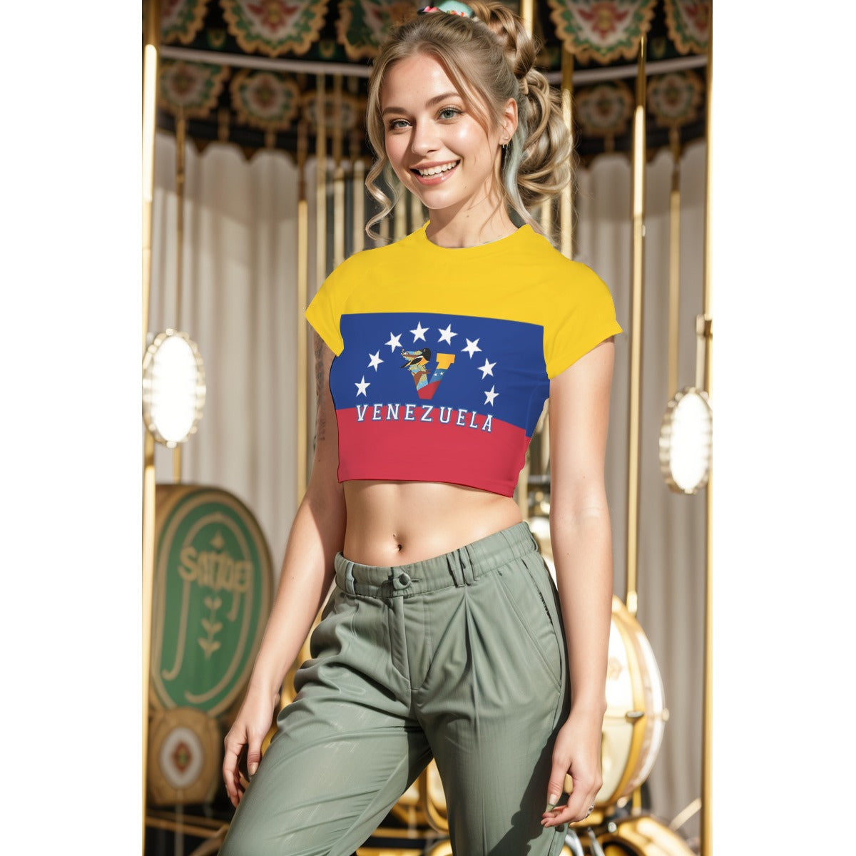 Crop Top Raglan Venezuela Mujer