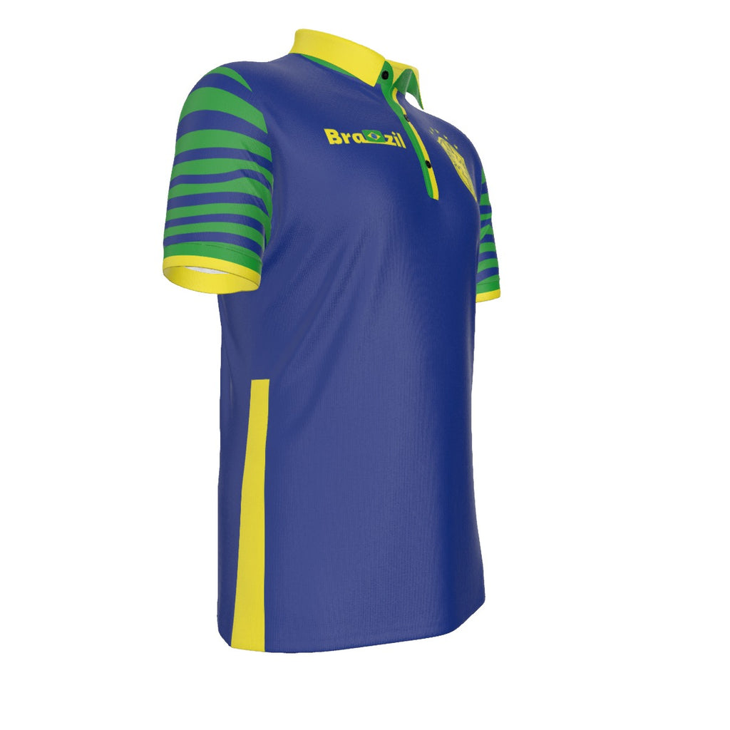 Polo Deportivo Brasil Azul con Detalles Verde y Amarillo