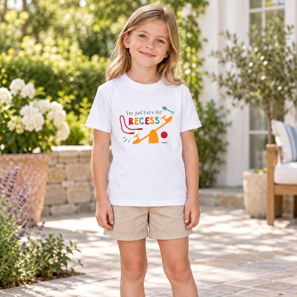 Camiseta Infantil 'I'm Just Here For Recess'