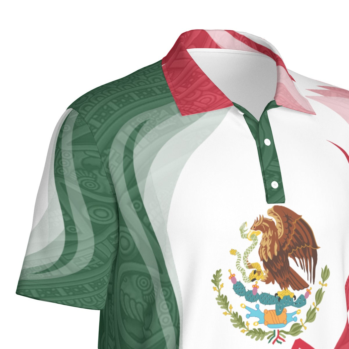 Camisa Polo México Escudo Nacional Tricolor Elegante Hombre
