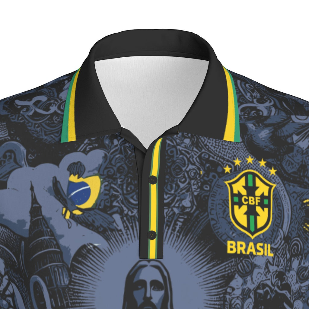 Camiseta Tipo Polo Brasil Streetwear – Cristo Redentor Urbano (Hombre)