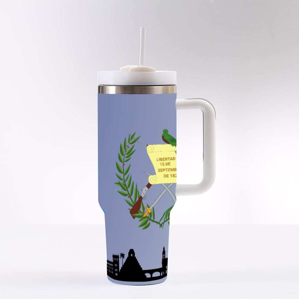 Tumbler Guatemala 40oz – Vaso Térmico de Acero Inoxidable con Asa, Tapa y Popote
