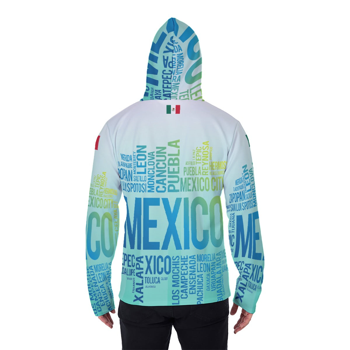 Sudadera con Capucha México Ciudades y Lugares Hoodie – Tipografía Urbana con Máscara Integrada