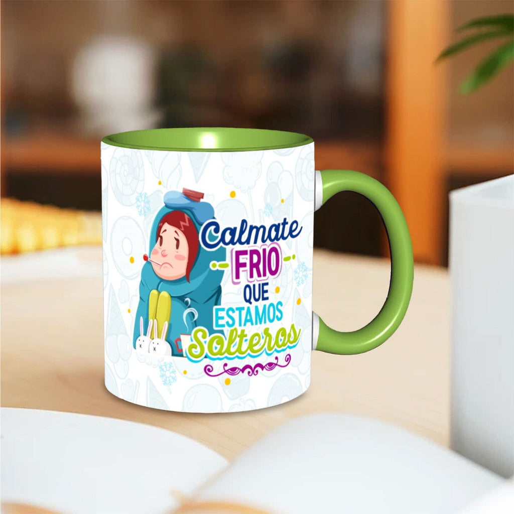 Taza y Tumbler Divertido  Cálmate Frío que Estamos Solteros San Valentin