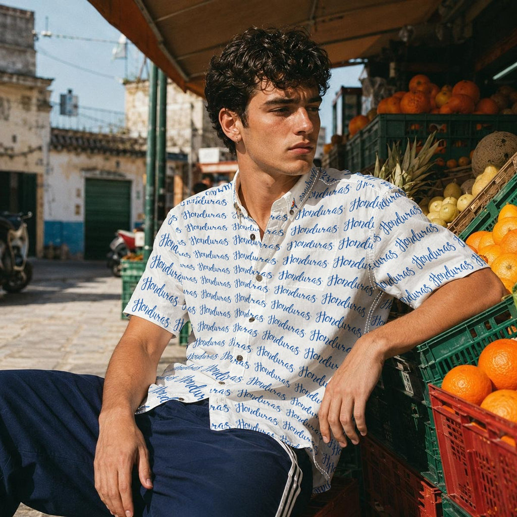 Camisa de Honduras Guayabera Casual Premium de Algodón Textura Lino para Hombre