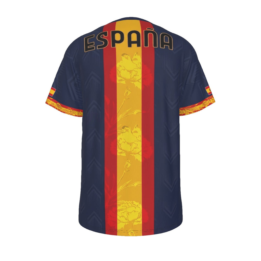 Camiseta España Premium con Diseño de Claveles y Escudo Real