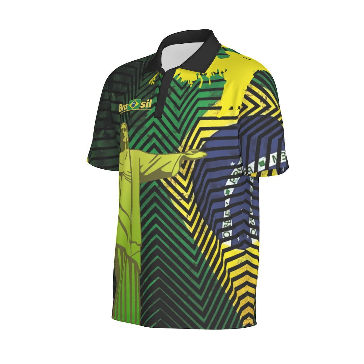 Camiseta Tipo Polo Brasil Cristo Redentor Streetwear – Ícono Urbano Tropical (Hombre)