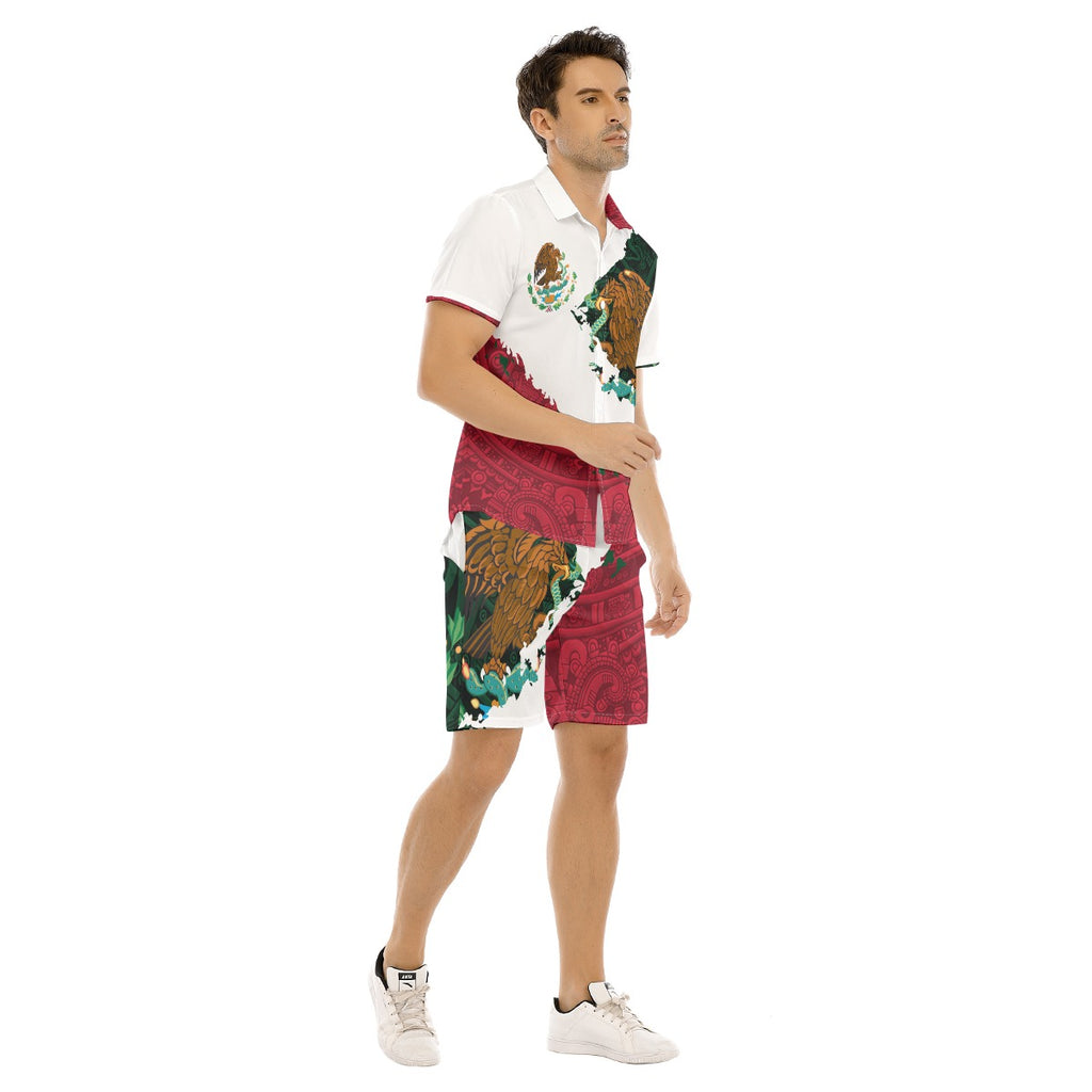 Conjunto Hawaiano Mexico Aguila Nacional Camisa y Short Hombre